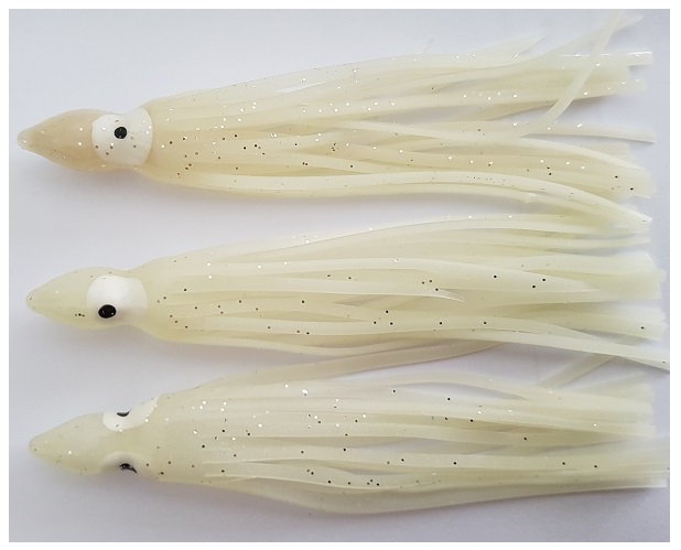 Squids unrigged, (3.5") 9cm, 3-pack. H4550 Glow.